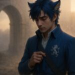 静かな誓いを胸に、腰のリボンを見つめる若き王。効率化の波の中で、大切なものを手放さぬ姿を描く。 A young royal stands in dawnlight, gazing down at the ribbon of vow—choosing not speed, but what truly matters.