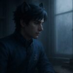 書斎の窓辺に佇み、静かに外を見つめる若き王。その瞳は、成果の陰に潜む虚しさを語らずに伝える。 A quiet royal gazes out from a misty study, where even achievements cannot silence the hollowness within.