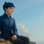 本を閉じ、朝空を見上げる青年王。静かな余白の中に、次の創造が芽吹こうとしている瞬間を描く。 A young royal gazes into the morning sky after closing a book, resting in the quiet pause where creativity begins.